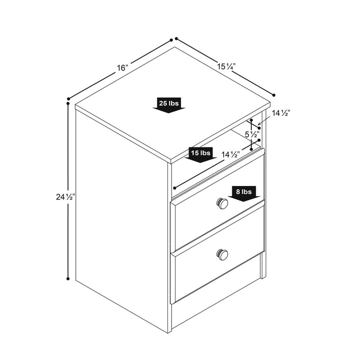 Astrid 2-Drawer Nightstand - Black