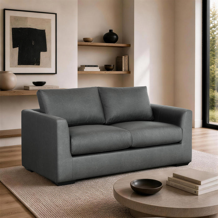 Cleo Contemporary Upholstered Loveseat in Pewter