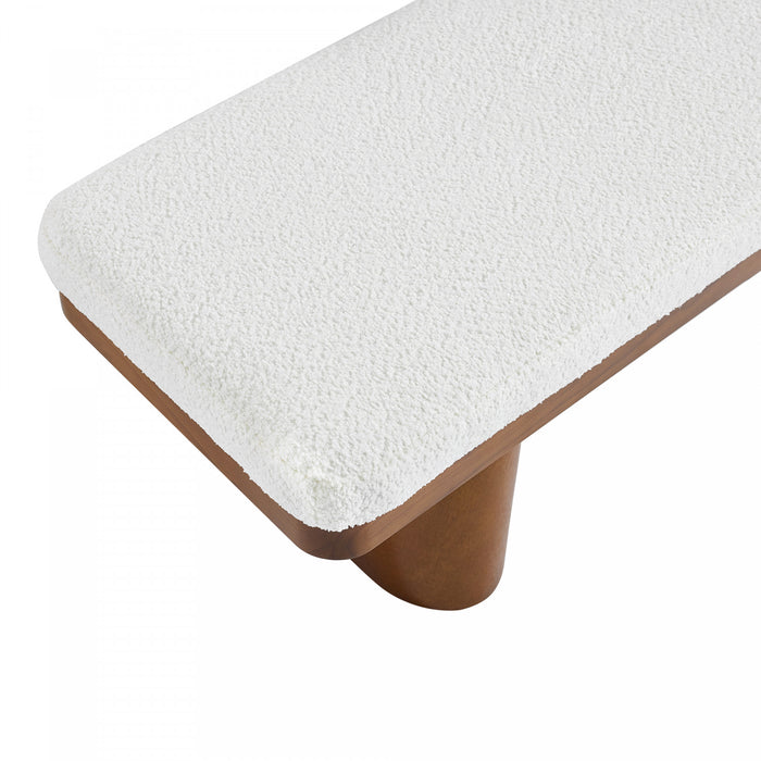 Olivia 47.5\" Wood Bed Bench Ottoman with Teddy Velvet Upholstery and Wooden Legs,Brown