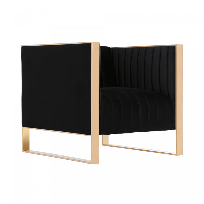 Trillium Mid-Century Modern 3-Piece Sofa Set in Black