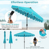 Costway 9.3 FT Solar Patio Umbrella Outdoor Market Sunshade with 24 LED Lights Ruffles Turquoise