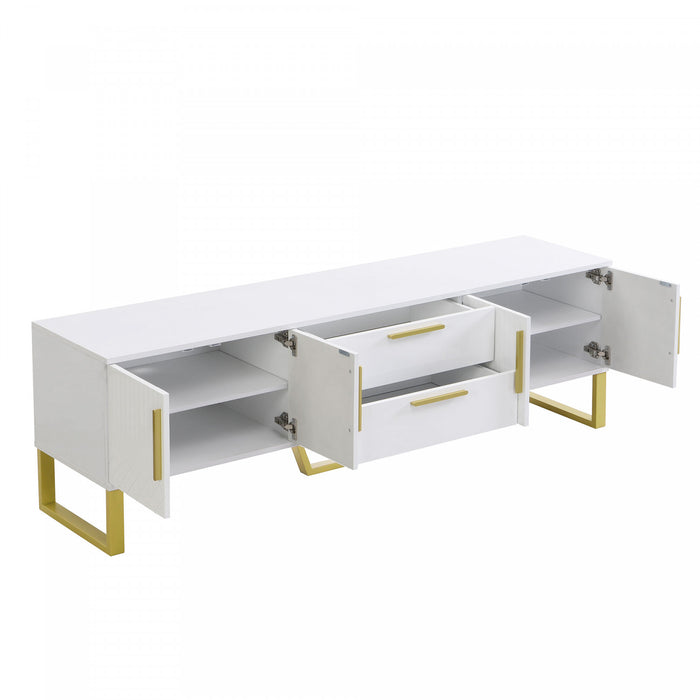 Steven 66.9\" Floor-standing Design TV Cabinet with and Gold Handles&Legs,White Tv Stand