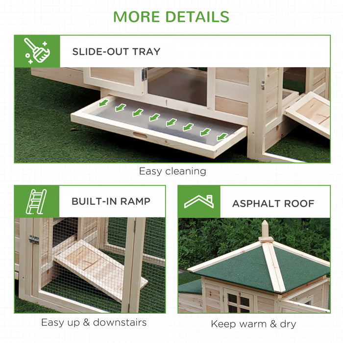 Pawhut 77\" Chicken Coop Hen House Rabbit Hutch Poultry Cage Pen Outdoor Backyard With Nesting Box Run Natural