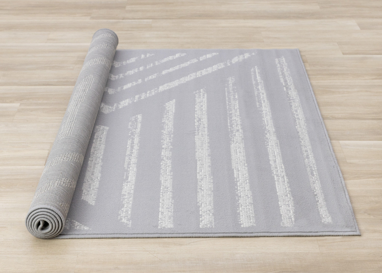 Forte Grey White Modern Striped Area Rug 7'9