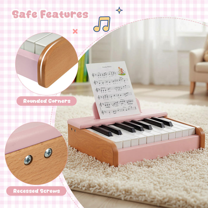 Costway 18 Keys Kids Piano Keyboard with Removable Music Stand One-key Start for Boys Girls Pink