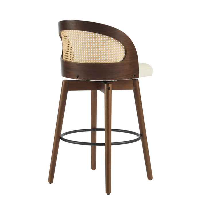 Calvin Indoor Counter Height Swivel Bar Stool Set of 4 with Ergonomic Backrest,Walnut