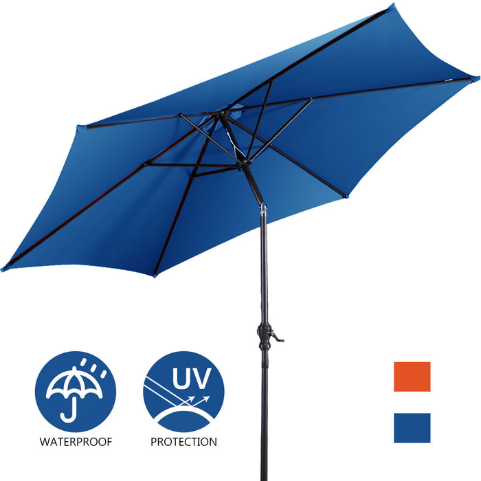 Costway 9FT Patio Umbrella Patio Market Steel Tilt W/ Crank Outdoor Yard Garden Blue
