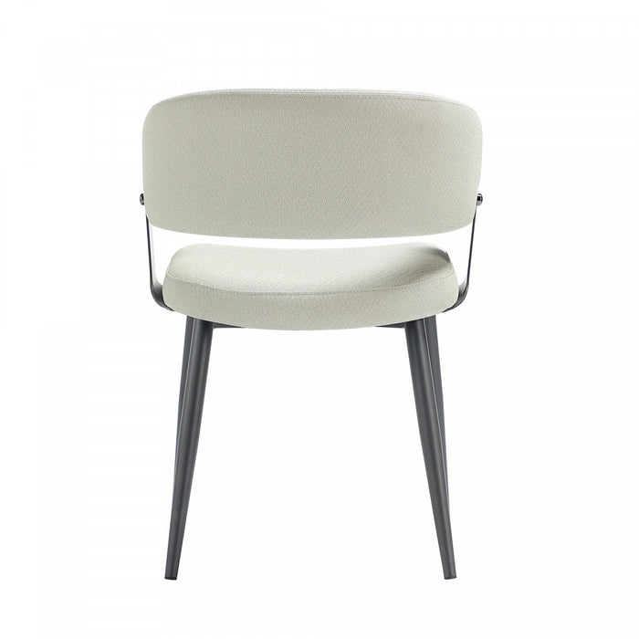 Luce Modern Textured Vegan Leather Metal Dining Chair in Oatmeal - Set of 2