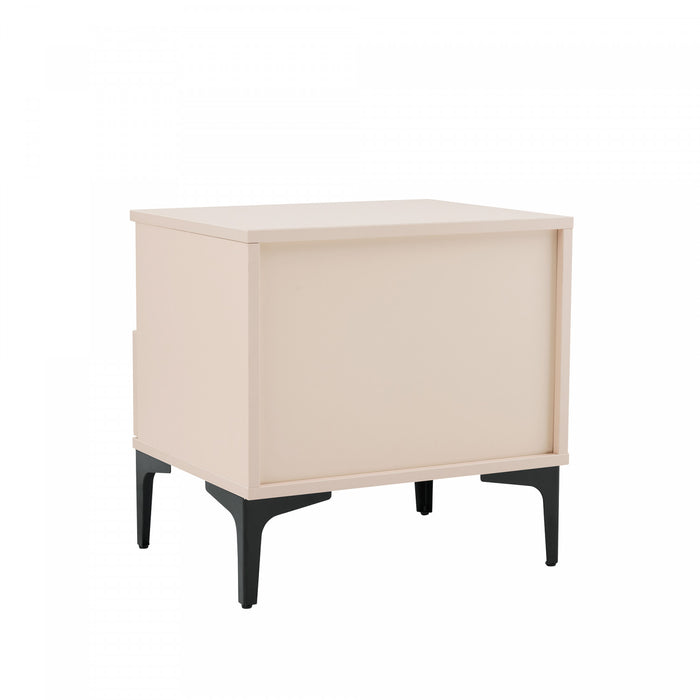 Amara Modern 20\" Nightstand in Pale Rose and White (1-Drawer) - Set of 2