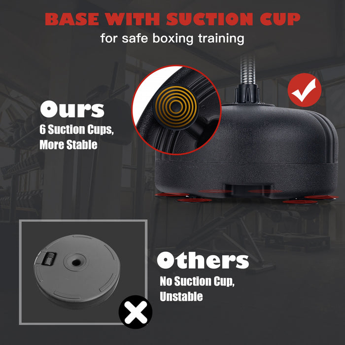 Costway Freestanding Punching Bag With Stand Boxing Gloves For Adult Kids Adjustable Red