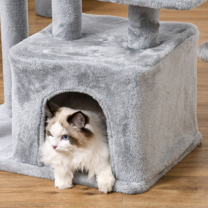 Pawhut Cat Tree For Indoor Cats, Multi-level Cat Condo With Sisal Scratching Post, Perch, Hanging Ball, Light Grey
