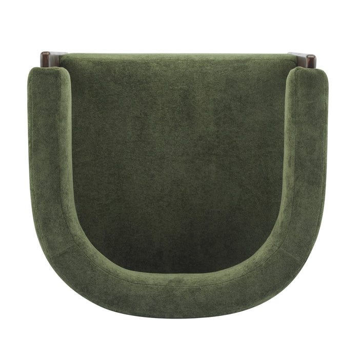 Olivia Velvet Upholstered Accent Armchair with Barrel Back Design and Rubber Wood Frame,Green Accent Chair
