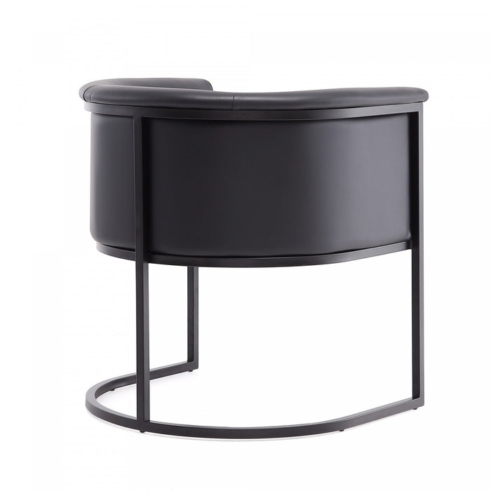 Cosmopolitan Mid-Century Modern Vegan Leather Metal Dining Chair in Black - Set of 2