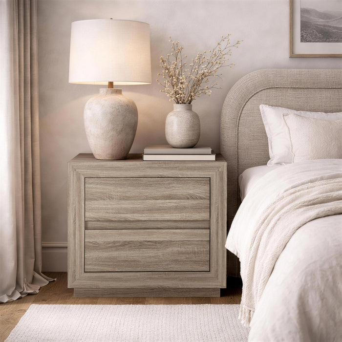 Soren Contemporary 26\" Nightstand in Natural Oak (2-Drawer)