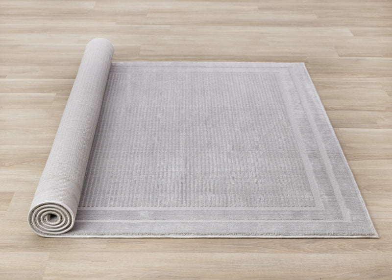 Ellie High-Low Textured Soft Polyester Grey Border Area Rug - 5'3\" x 7'7\"