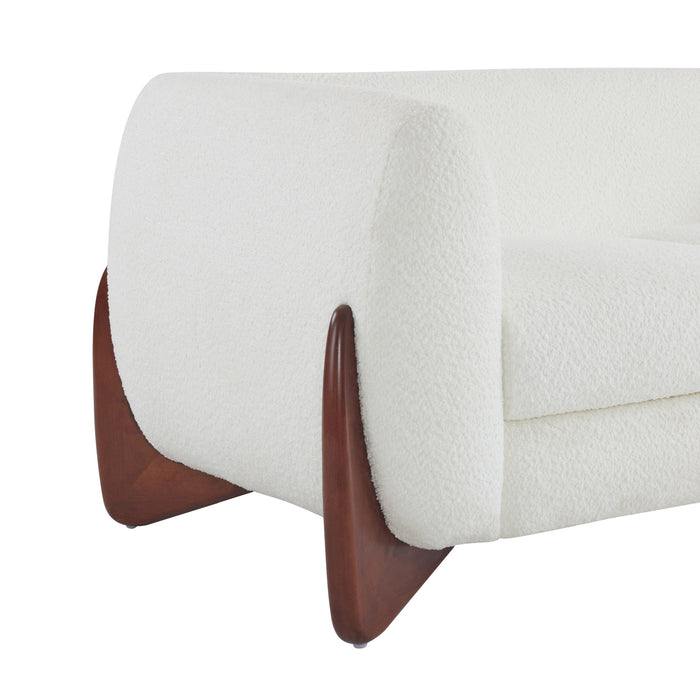 Harold 82.75\" Wood Boucle Sherpa 3-Seater Sofa,Beige Loveseat