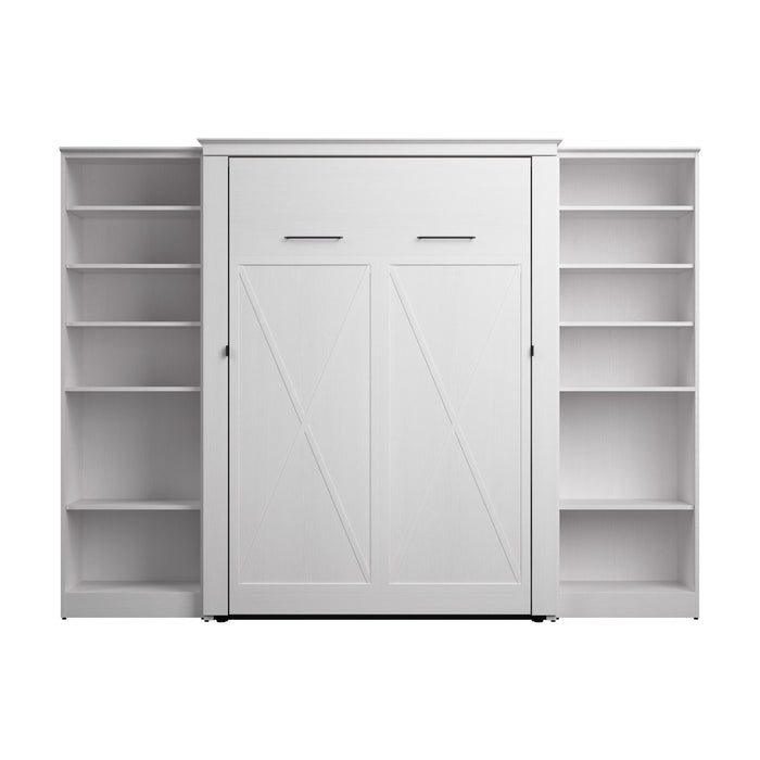 Bestar Key West Full Murphy Bed with Closet Organizers (113 W) - Pure White Oak