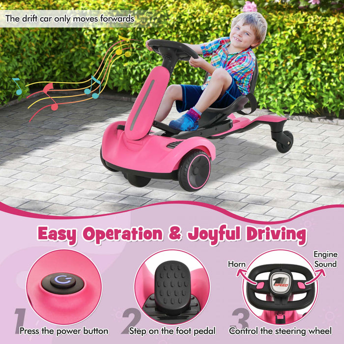 Costway 6v Kids Ride On Drift Car Electric Drifting Go Kart For Kids With 360° Spin Pink