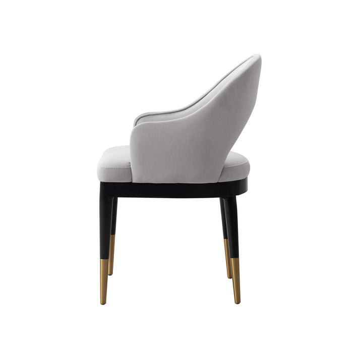 Carrington Modern Glam Upholstered Velvet Armchair in Light Gray