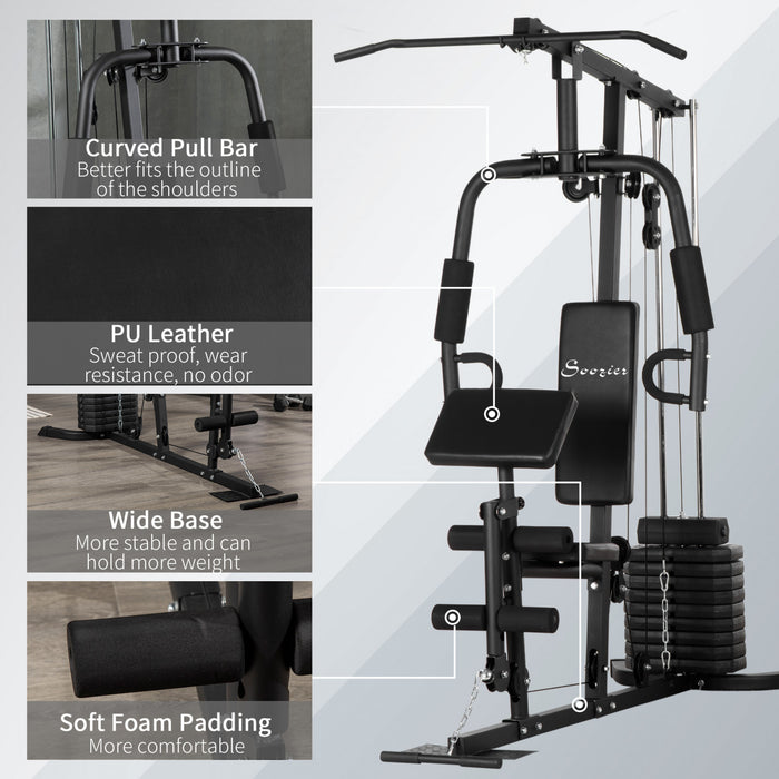 Soozier Multifunction Home Gym Machine With 99lbs Weight Stack, Full Body Workout