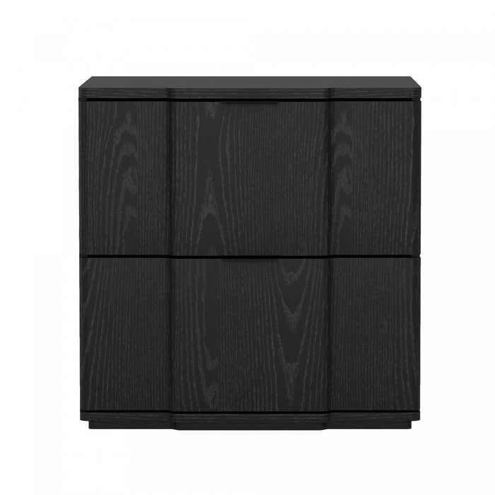 Clive Mid-Century Modern 22\" Nightstand in Black and Gold (2-Drawer)