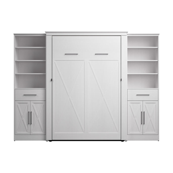 Bestar Key West Full Murphy Bed & Closet Organizers with Doors & Drawers (113 W) - Pure White Oak