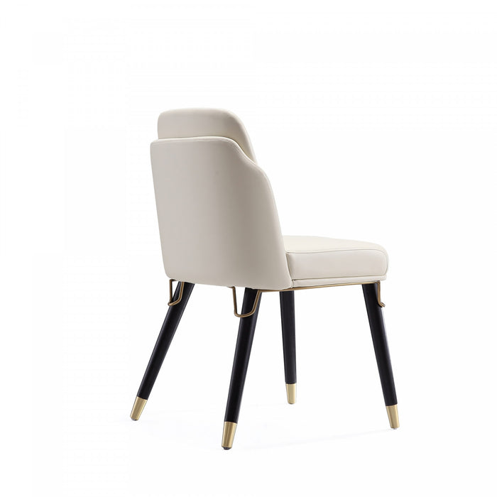Estelle Modern Vegan Leather Wood Dining Chair in Cream - Set of 2