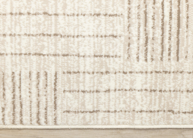 Florence Brown Cream Geometric Linework Design Rug, 7'9\" x 10'6\" Indoor Area Rug