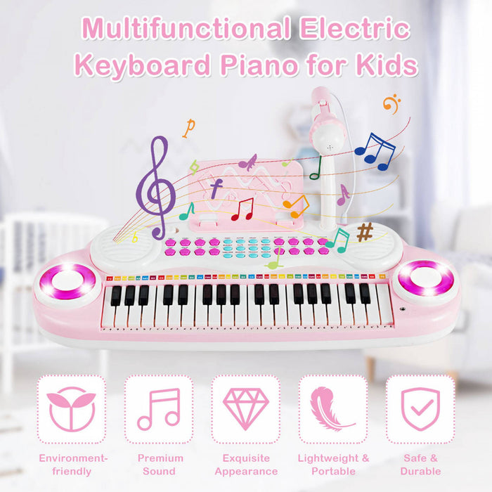 Costway 37-Key Keyboard Piano Electronic Musical Instrument Pink