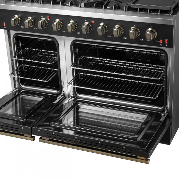Forno Galiano 48-inch Gas Range Black, 6.58 cu.ft. Double Ovens - FFSGS6244-48WHT