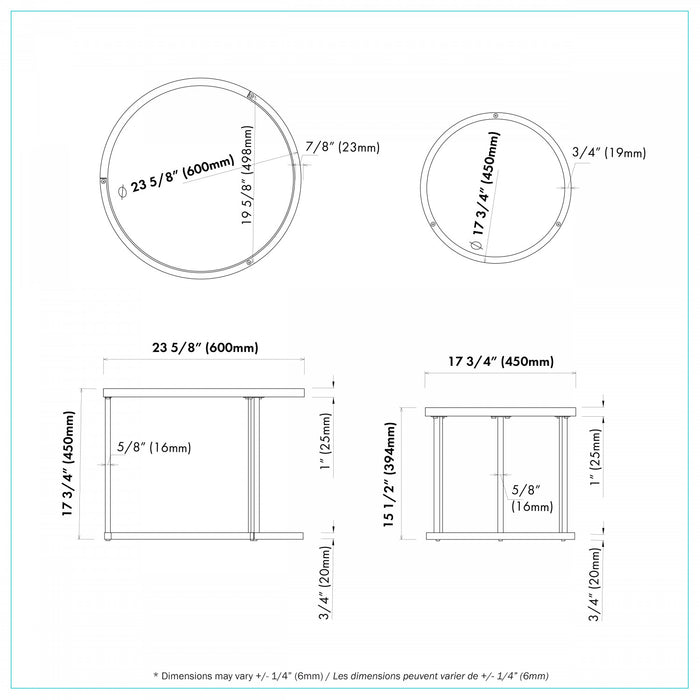 Opal Two Top Round Nested Tables - Glass Top