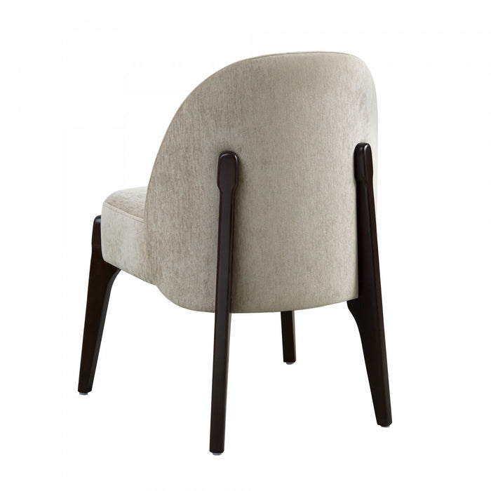 Oslo Contemporary Modern Chenille Wood Side Chair in Taupe - Set of 2