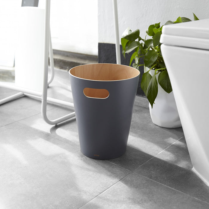 Umbra Woodrow Garbage Bin Trash Can - Charcoal