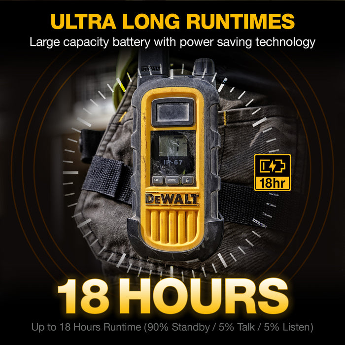 6 Dewalt DXFRS800 Work Site Walkie Talkies - 2 Watt, Heavy Duty, Long Range Indoor-Outdoor Two Way Radios + 22 Channel