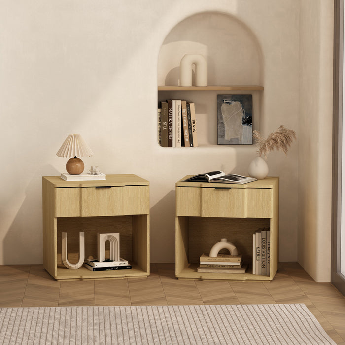 Clive Mid-Century Modern 22\" Nightstand in Natural Oak (1-Drawer)