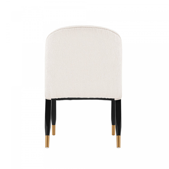 Ola Modern Wood Chenille Dining Chair in Cream - Set of 2