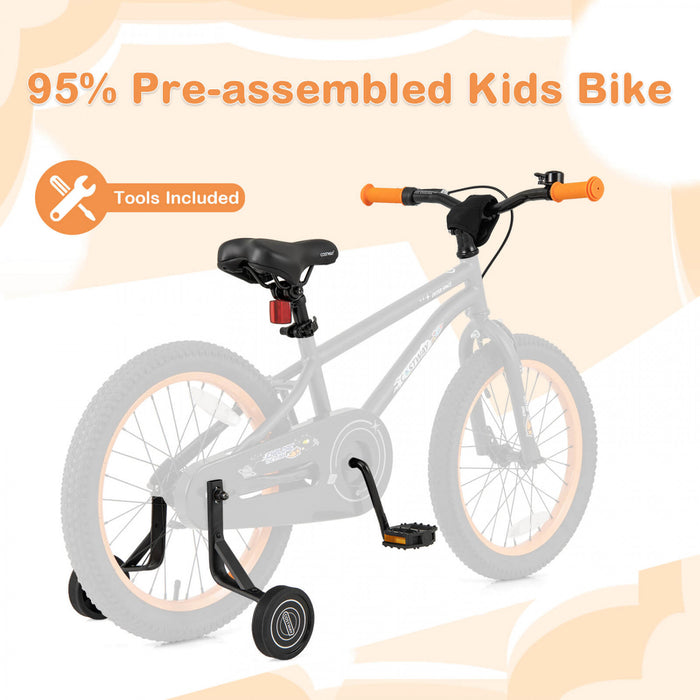 Costway 18-inch Kid's Bike For 4-8 Years Old With Adjustable Saddle & Anti-slip Handlebar Black