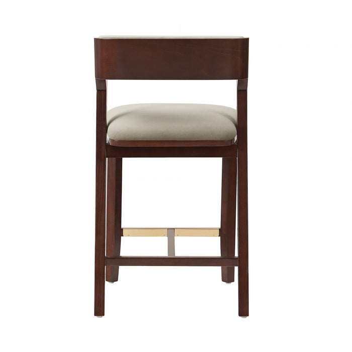 Patricia Modern Wood Upholstered Counter Stool in Linen - Set of 2