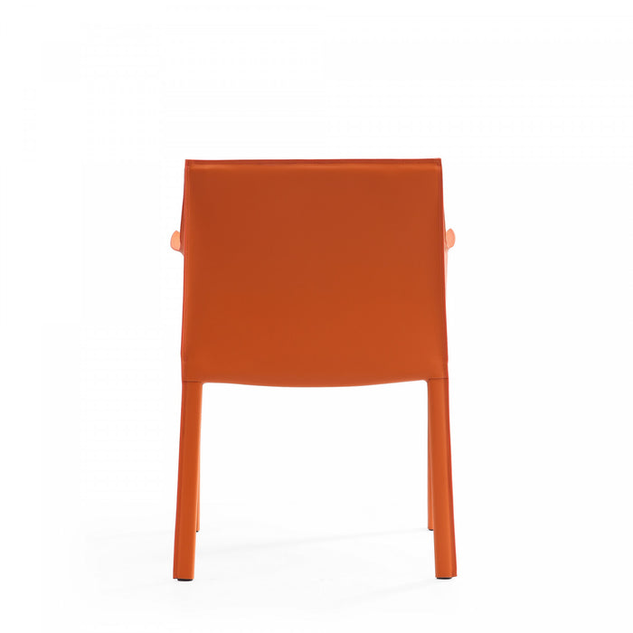 Paris Modern Vegan Leather Side Chair in Coral - Set of 2