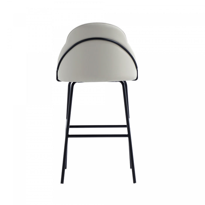 Gracie Modern Metal Upholstered Barstool in Stone Gray and Black - Set of 3