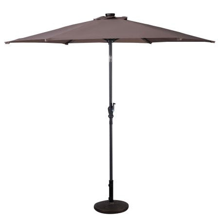 Costway 9ft Patio Solar Umbrella LED Patio Market Steel Tilt w/ Crank Outdoor Tan
