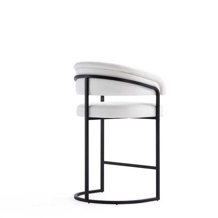 Augusta Modern Metal Upholstered Counter Stool in White - Set of 3