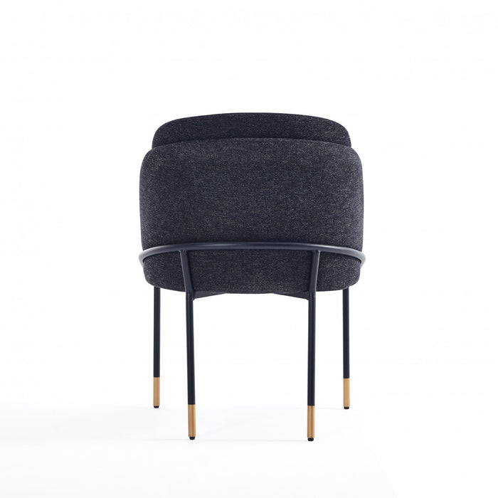 Flor Modern Metal Twill Weave Dining Chair in Black - Set of 2