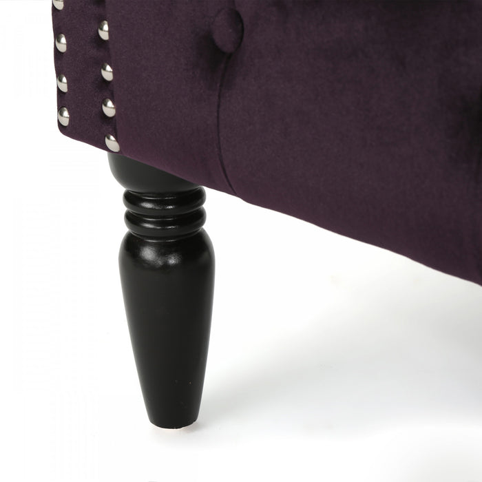 Vivian Solid Wood Rolled Arms Velvet Loveseat,Black Berry