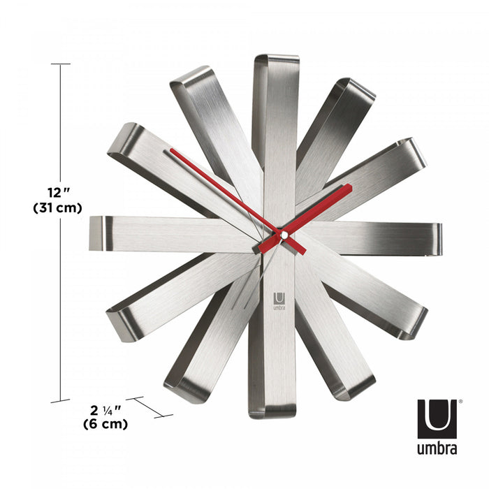Umbra Modern Steel Ribbon Wall Clock