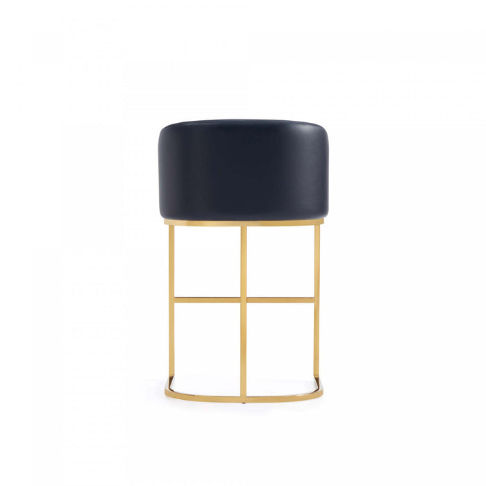 Louvre Mid-Century Modern Metal Upholstered Counter Stool in Black Bar Stool
