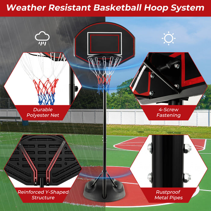 Costway 5.5-7.5ft Adjustable Portable Basketball Goal System With Shatterproof Backboard