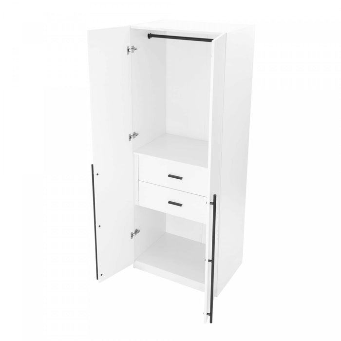 Lee Modern 32\" Wardrobe Closet in White - Set of 2 Armoire