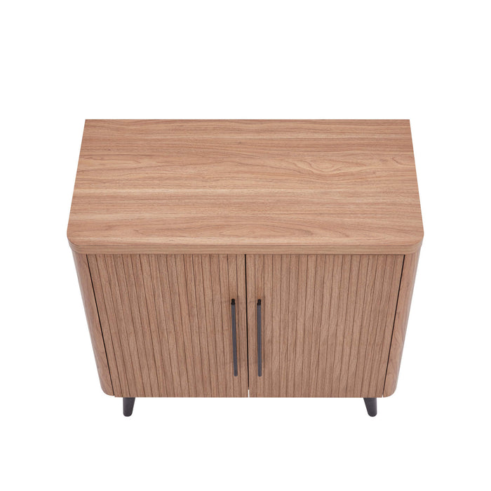 Jodie Mid-Century Modern 31\" Fluted Accent Cabinet in Maple