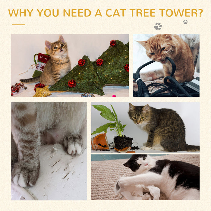 Pawhut 60-inch Cat Tree Tower Condo Scratching Pet Furniture With Hammock Post